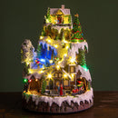 Villaggio con Albero di Natale Musica e Movimento 43 cm in Resina