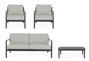 Set 4 Pezzi Salotto da Giardino con Divano 2 Poltrone e Tavolino in Alluminio e Spun Poly Sirius Antracite 