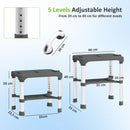 Sgabello per Doccia 46x33x39-49 cm con Mensola Integrata Altezza Regolabile 5 Livelli Portata 150kg in Alluminio Grigio      