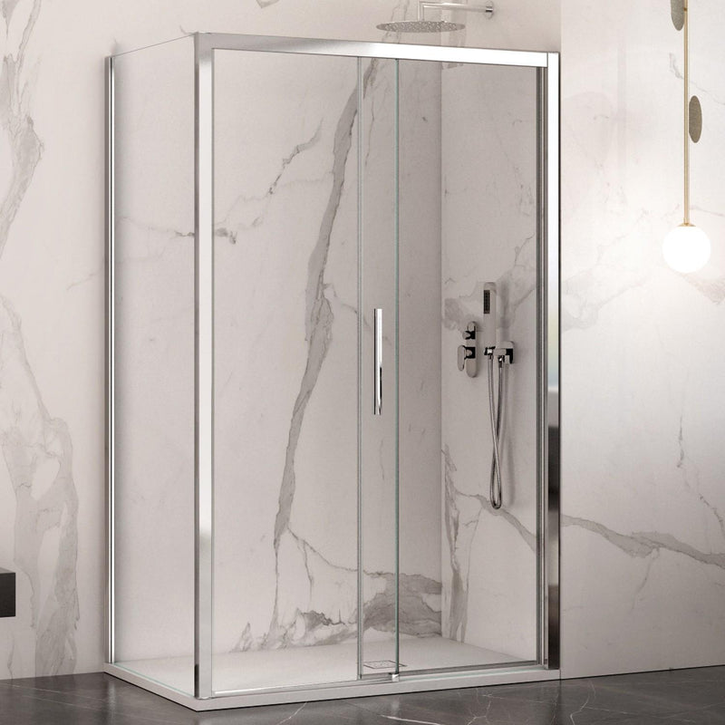 Box Doccia Angolare 70x130 cm 1 Anta Scorrevole in Cristallo Trasparente Bonussi Eliane Varie Misure