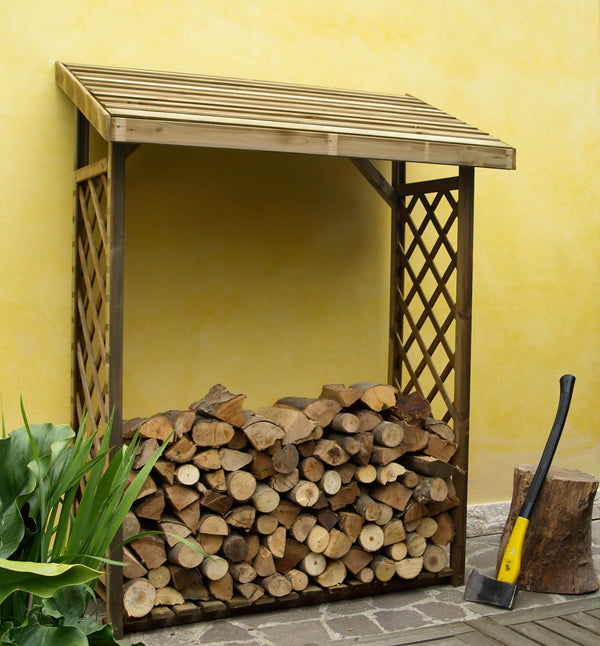 acquista Abri à bois avec barbecue de jardin 133x67x175 cm en bois naturel