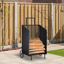 Carrello Portalegna 51,5x45,5x91,5 cm con Ruote in Ferro  Nero