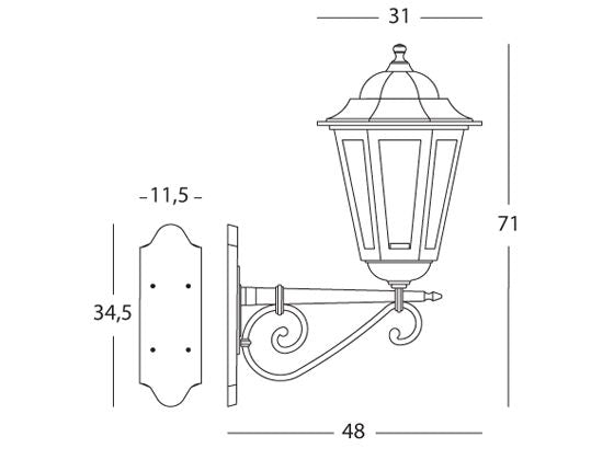 Lampada Applique in Alto Colore Nero per Esterno Linea Maxi Esagonale Livos