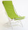 Chaise longue pliante en bois laqué blanc et tissu vert acide