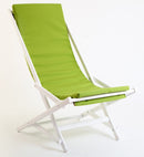Sedia Sdraio Pieghevole in Legno Dondolina Laccata Bianca Tessuto Verde Acido