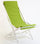 Chaise longue pliante en bois laqué blanc et tissu vert acide