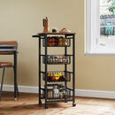 Carrello da Cucina 49,5x31x91 cm con 4 Cestini Estraibili in Acciaio e Legno Rovere e Nero  