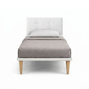 Letto 1 Piazza e Mezza con Rete Rivestita Similpelle Bianco Tessis Testata Button Varie Misure