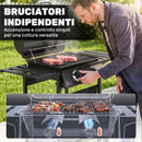 Barbecue a Gas 99x56x95 cm 2 Bruciatori Tavolini Laterali Vassoio Raccogli Grassi in Metallo e Acciaio Nero      