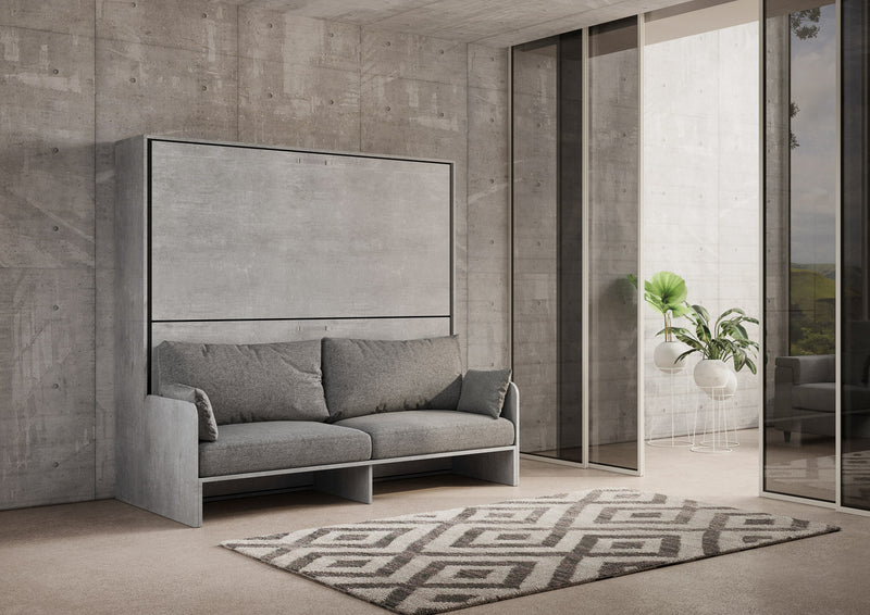 Letto Doppio A Scomparsa Kando Con Divano Cemento e Grigio      