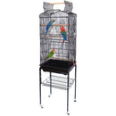 Gabbia Voliera per Uccelli Nera per Pappagalli con Tetto Apribile 46x35x148 cm