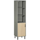 Mobile Multiuso 3 Ripiani 1 Ante 40x38x170 cm in Truciolato e Metallo Grigio e Rovere