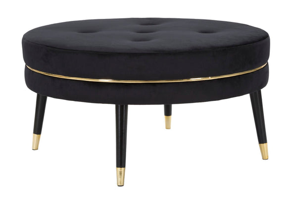 Pouf Paris xxl Noir/Or Ø90x46 cm en Velours Noir et Or online