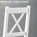 Set 4 Sedie per Cucina e Soggiorno con Schienale a Croce 41x46,5x86 cm in Legno di Pino Bianco e Rovere