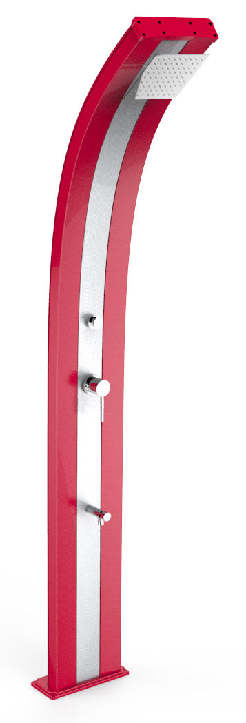 sconto Doccia Solare da Giardino 40L Miscelatore Temporizzato e Lavapiedi Arkema Dada Fascia Inox Cherry