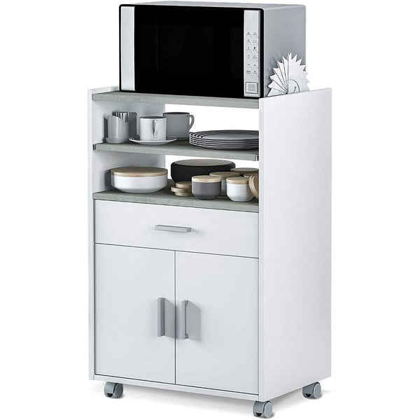 Desserte Cuisine Mobile 1 Tiroir 2 Portes 59x40x92 cm en Bois Blanc prezzo