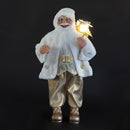Pupazzo Babbo Natale H46 cm in Stoffa Oro e Bianco