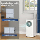 Condizionatore Portatile 9000 BTU 2,6 kW 4 in 1 31x35x68 cm Classe A con Telecomando Display LED e Timer 24H per 33 m² Bianco      