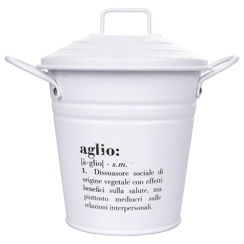 Secchiello Aglio 1 Litro in Metallo VdE Tivoli 1996 Bianco