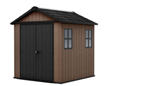 acquista Casetta Box da Giardino 230x223,8x246 cm Newton Plus 757/775 Doppia Opzione Montaggio in Resina Evotech+ Marrone