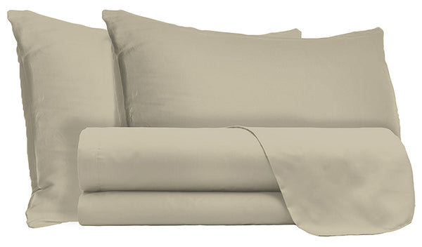 sconto Ensemble de draps doubles dessus et dessous et taies d'oreiller en microfibre gris tourterelle