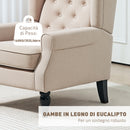 Poltrona per Salotto in Stile Francese 74x86x102 cm con Seduta Imbottita e Cuscini in Poliestere Beige      