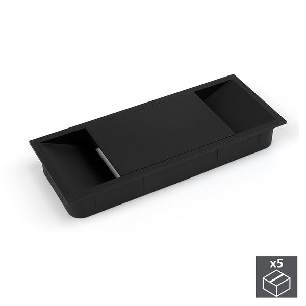 Passe-câbles de table rectangulaire encastrable 152 x 61 mm plastique noir 5 pièces Emuca online