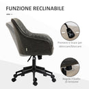 Sedia Operativa da Ufficio Reclinabile 59x60x90-100 cm Altezza Regolabile in Similpelle Grigia