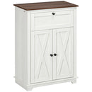 Credenza Bassa da Cucina in Stile Rustico 60x30x87,4 con Cassetto e Armadietto con Ripiano Regolabile in Legno Bianco      