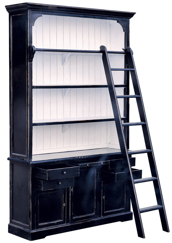 Meuble bibliothèque avec échelle 3 portes 4 tiroirs 4 étagères noir online