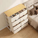 Cassettiera 80x30x94,5 cm con 8 Cassetti in Tessuto e Struttura in Acciaio Beige      