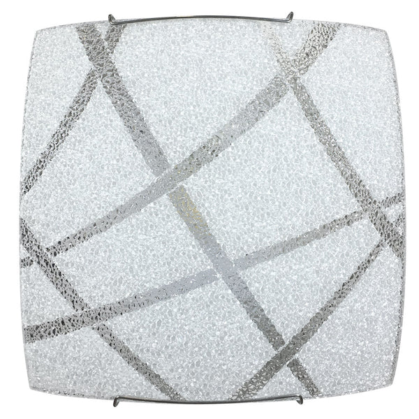 acquista Plafonnier 2xE27 Blanc Cadre Verre Plaque Diamant Sérigraphié Blanc E-Energy Cloe