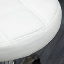Sgabello Girevole Rotondo con Ruote Ø35,5x51-67 cm Altezza Regolabile in Similpelle Bianco