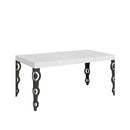 Tavolo Allungabile 140-400x90x77 cm Karamay Premium Bianco Frassino Telaio Antracite 