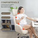 Sedia Ufficio Girevole 65x75x115-123 cm con Poggiatesta e Funzione Dondolo in Bouclé Grigio Chiaro-Bianco      