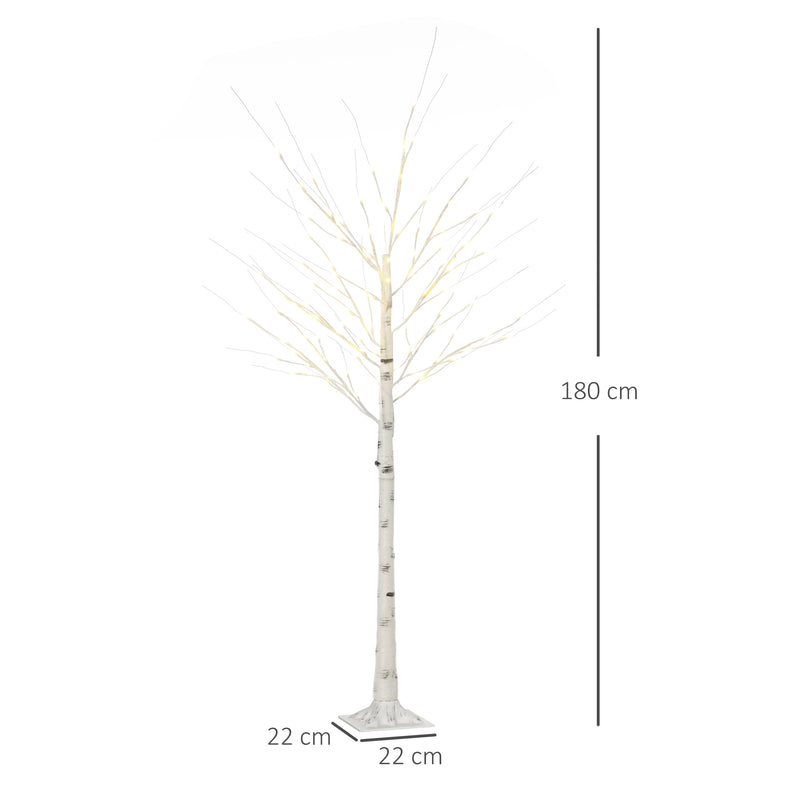 Albero di Natale Artificiale Bianco 180cm con 96 Luci LED 12 Rami Modellabili      