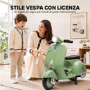 Moto Elettrica per Bambini 3+ Anni Licenza Piaggio Vespa 7,2 V 81x37x63 cm con Rotelle Rimovibili 3-5 km/h Max 30 kg in PP Verde      
