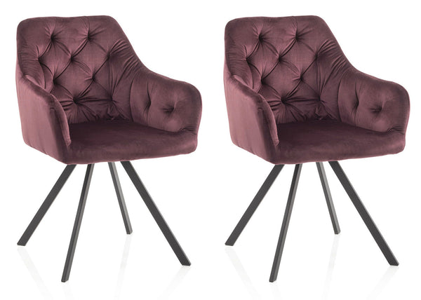 Lot de 2 Chaises Rembourrées 58x57x84 cm en Velours Rouge prezzo
