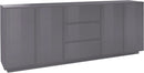 Credenza 4 Ante + 3 Cassetti 220,1x41,4x86 cm Bloom Grigio Antracite Laccato Lucido