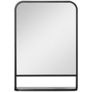 Specchio Rettangolare a Parete 50x10,2x70 cm con Ripiano Inferiore in Metallo Nero e Vetro