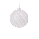 Set 6 Palline Decorative per Albero di Natale con Glitter Ø8 cm Bianco/Glitter