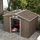 Casetta da Giardino con 4 Prese d'Aria e 2 Porte Scorrevoli 277x195x192 cm in Acciaio Marrone Chiaro 