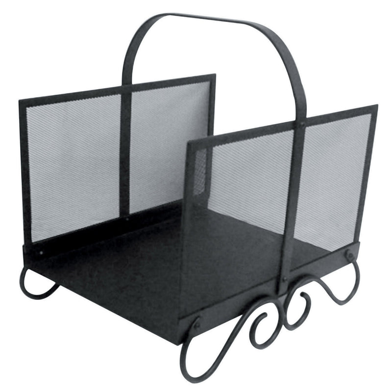 Portalegna per Camino 41x33x48 cm in Acciaio Bauer Castle Nero