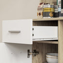 Mobile Dispensa 80x35x180 cm Ripiano con Foro Passacavi Bianco e Rovere   