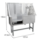 Vasca per Toeletta 127x47,5x136 cm Professionale con Accessori in Acciaio 