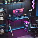Scrivania Gaming 120x60x75 cm con Luci LED RGB Gambe a K in Legno e Acciaio Nero 