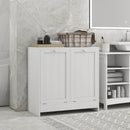 Mobile Portabiancheria con 2 Scomparti a Ribalta 66x33x68 cm in Legno Bianco