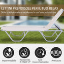 Lettino Prendisole in Alluminio con Schienale Reclinabile a 5 Livelli 163x58,5x91 cm  Crema
