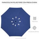 Ombrellone da Giardino Ø300 cm in Metallo e Poliestere Blu