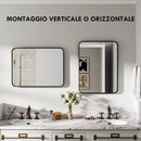 Specchio da Bagno 60x2.5x80 cm con Cornice in Metallo e Gancio Nero      